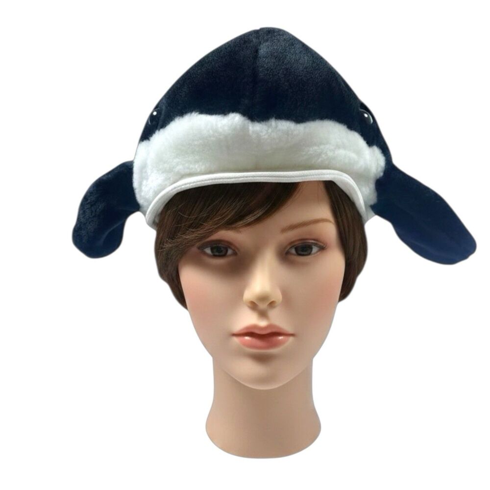 Vintage 3D Orca Killer Whale Plush Toy Hat Cap Shamu Sea World Free Willy Funny - Picture 3 of 7